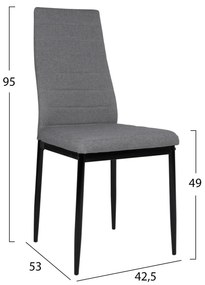 Σετ τραπεζαρίας C11076 5τμχ με Τραπέζι Μαύρο 120x70x76εκ. &amp; Καρέκλες LADY Γκρί