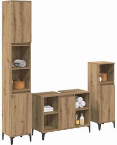 vidaXL Σετ Επίπλων Μπάνιου 3 τεμ. Artisan Oak Επεξεργασμένο ξύλο
