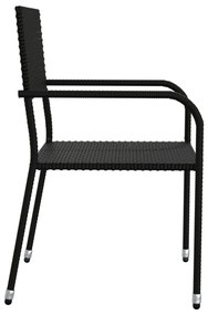 vidaXL Σετ Τραπεζαρίας Κήπου 7 Τεμ Μαύρο από Συνθετικό Ρατάν/Ατσάλι