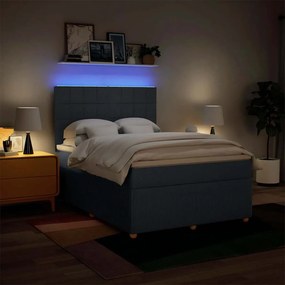 vidaXL Κρεβάτι Boxspring με Στρώμα Μπλε 160x200 εκ. Υφασμάτινο