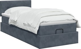 VidaXL Κρεβάτι Ottoman με Στρώμα και LED Σκούρο Γκρι 90 x 190 cm