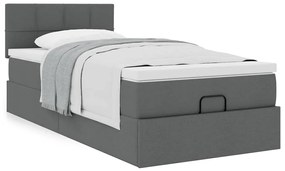 Οθωμανικό κρεβάτι με στρώμα Σκούρο γκρι 80x200cm ύφασμα