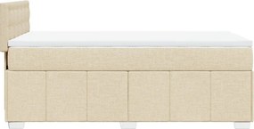 vidaXL Κρεβάτι Boxspring με Στρώμα Κρεμ 90x200 εκ.Υφασμάτινο