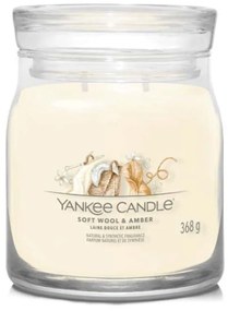 Αρωματικό Κερί Soft Wool &amp; Amber Medium 1721078E 9,3x11,4cm Cream Yankee Candle Κερί,Γυαλί