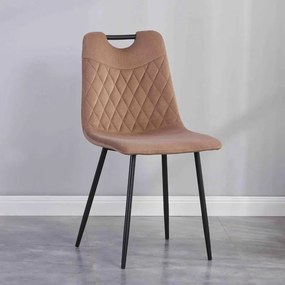 Καρέκλα 003 Fylliana με Μεταλλικά πόδια και Ύφασμα Βελούδο Καφέ 44x54x85 εκ. 4αδα 44x54x85 εκ.