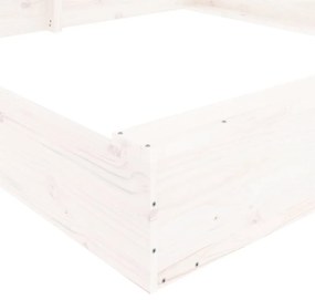 vidaXL Αμμοδόχος με Καθίσματα Λευκή Τετράγωνη από Μασίφ Ξύλο Πεύκου