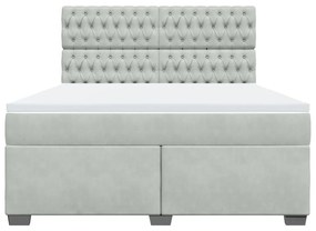 vidaXL Κρεβάτι Boxspring με Στρώμα Ανοιχτό Γκρι 180x200 εκ. Βελούδινο