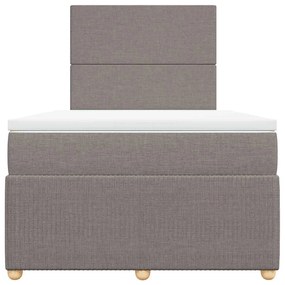 vidaXL Κρεβάτι Boxspring με Στρώμα Taupe 120x190 εκ. Υφασμάτινο