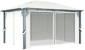 vidaXL Κιόσκι με Κουρτίνα Κρεμ 400 x 300 εκ. Αλουμινίου