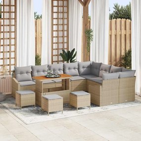 vidaXL Σετ Καναπέ Κήπου με μαξιλάρι 13 pcs Μπεζ Πολυ ράταν