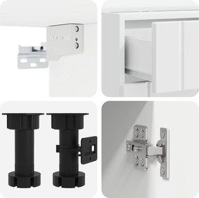vidaXL Μονάδα κουζίνας LUCCA 5 pcs Γυαλιστερό Λευκό Επεξεργασμένο Ξύλο