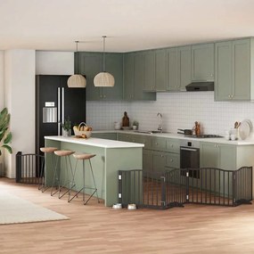 Διαχωριστικό Σκύλων/Πόρτα Πτυσσόμενο 6 Πάνελ 480εκ. Ξύλο Λεύκας