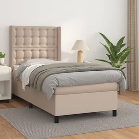 Κρεβάτι Boxspring με Στρώμα Καπουτσίνο 90x200εκ.από Συνθ. Δέρμα