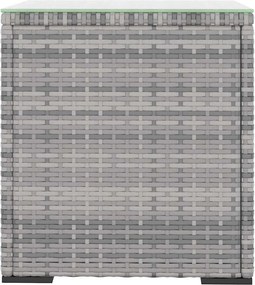 vidaXL Βοηθητικό Τραπεζάκι Γκρι 40x37x40,5εκ Συνθ Ρατάν/ Ψημένο Γυαλί