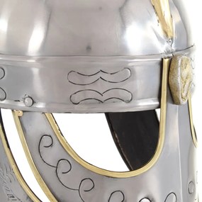 vidaXL Κράνος Beowulf Ρέπλικα Αντικέ για LARP Ασημί Ατσάλινο