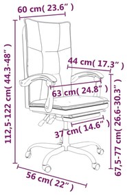 Καρέκλα Γραφείου Ανακλινόμενη Γκρι Συνθετικό δέρμα - Γκρι