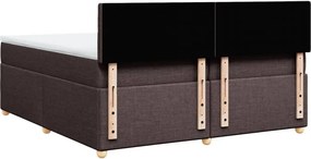 vidaXL Κρεβάτι Boxspring με Στρώμα Σκούρο Καφέ 200x200 εκ. Υφασμάτινο