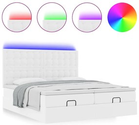 Οθωμανικό κρεβάτι με στρώματα &amp; LEDs Καθαρό λευκό Faux Leather 3314509
