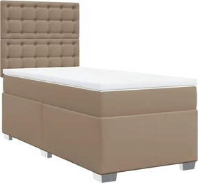 vidaXL Κρεβάτι Boxspring με Στρώμα Καπουτσίνο 90x200εκ.από Συνθ. Δέρμα