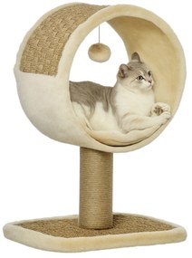 PawHut Δέντρο για γάτες Μικρό Δέντρο για γάτες για μία γάτα Πάγκος παιχνιδιού για γάτες Δέντρο αναρρίχησης Σιζάλ Χακί+Ανοιχτό καφέ 40 x 30 x 56 cm