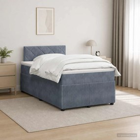 vidaXL Κρεβάτι box spring με στρώμα Σκούρο Γκρι 120 x 200 cm Βελούδο