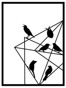 Διακοσμητικό Τοίχου Birds On Wire 214231 37x3x49cm Black Megapap Μέταλλο