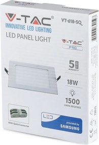 LED V-TAC LED Mini panel Samsung SMD 24W χωνευτό τετράγωνο 6400K Ψυχρό λευκό 0723