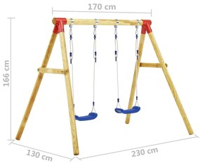 vidaXL Σετ Κούνιας Παιδικό 230 x 130 x 166 εκ. από Ξύλο Πεύκου