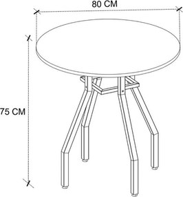 Τραπέζι Roma Megapap χρώμα pine oak Ø80x75εκ.