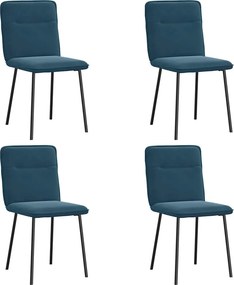 vidaXL Καρέκλες Τραπεζαρίας 4 τεμ. Μπλε Βελούδινες
