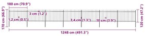 vidaXL Κάγκελα Περίφραξης με Λόγχες Μαύρα 11,9 x 1,2 μ. από Χάλυβα