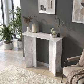 Κονσόλα Mara Megapap χρώμα λευκό εφέ μαρμάρου 90x29,6x91,8εκ.