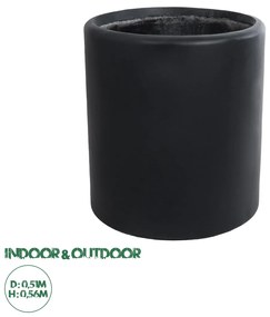 20699 GloboStar® Artificial Garden PUEBLA 20699 Διακοσμητικό Πολυεστερικό Τσιμεντένιο Κασπώ Γλάστρα - Flower Pot Μαύρο Φ51 x Υ56cm