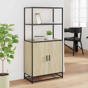 Highboard Δρυς sonoma 68x35x139 cm Επεξεργασμένο ξύλο μέταλλο - Καφέ