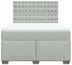 vidaXL Κρεβάτι Boxspring με Στρώμα Ανοιχτό Γκρι 160x200 εκ. Βελούδινο