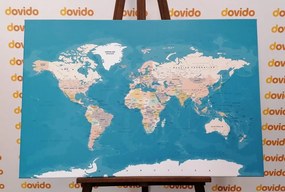 Εικόνα στο φελλό του μοντέρνου vintage παγκόσμιου χάρτη - 120x80  wooden