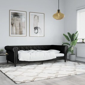 Καναπές Κρεβάτι Μαύρος 90x200 εκ. από Συνθετικό Δέρμα