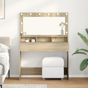 vidaXL βιβλιοθήκη με LED φώτα, ψηφιακή οξιά 100x41x135 εκ