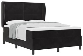vidaXL Κρεβάτι με Στρώμα  Μαύρο 140x200 εκ. Βελούδο