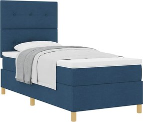 vidaXL Κρεβάτι με ελατήρια με στρώμα Μπλε 80 x 200 cm ύφασμα