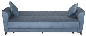 Καναπές-κρεβάτι με αποθηκευτικό χώρο τριθέσιος Anna γκρι-μπλε ύφασμα 227x85x97