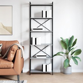 vidaXL Βιβλιοθήκη Γκρι sonoma 60 x 30 x 188 εκ Ξύλο και χάλυβας