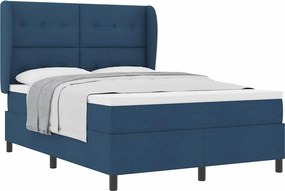 vidaXL Κρεβάτι με ελατήρια με στρώμα Μπλε 140 x 200 cm ύφασμα