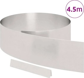 vidaXL Περίγραμμα γκαζόν 450 x 20 εκ Ανοξείδωτο ατσάλι Ασημί