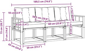 vidaXL Σειρά Καναπέ Εξωτερικού με μαξιλάρι 3 pcs Λευκό και Μπεζ
