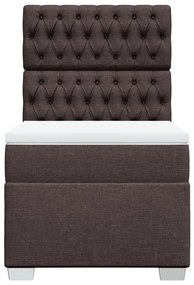 vidaXL Κρεβάτι Boxspring με Στρώμα Σκούρο Καφέ 100x200 εκ. Υφασμάτινο