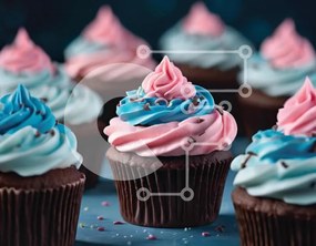 Intra Συλλεκτικό Ξύλινο Παζλ Plywood  4mm - Πολύχρωμα cupcakes με μπλε και ροζ πάγωμα Σε Ξύλινο Κουτί - Διαστάσεις: 10x10 cm – 25 κομμάτια