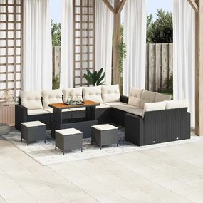vidaXL Σετ Καναπέ Κήπου 14 pcs Μαύρο συνθετικό ρατάν