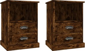 vidaXL Κομοδίνα 2 τεμ. Καπνιστή Δρυς 43x36x60 εκ.