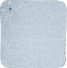 HOODED TOWEL WITH EMBROIDERY 90/90 CM  SOFT BLUE